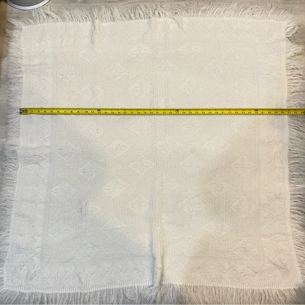Gorgeous Hand knit White Throw Blanket or Baby Blanket - Square  40in